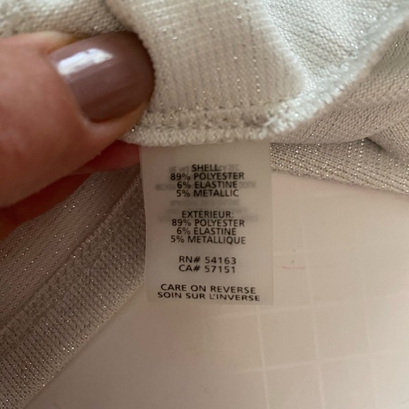 Ivanka Trump Sweater Pullover Asymmetric Ruffle Long Silver Womens Top Sparkle - Picture 11 of 16